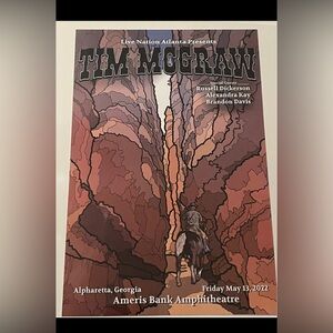 Live Nation Atlanta TIM McGRAW Concert Poster May 13,2022 Alpharetta RARE!